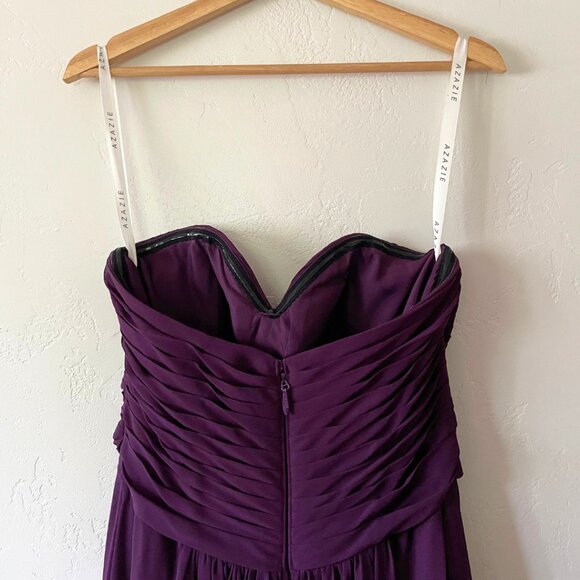 AZAZIE Yazmin Strapless Maxi Dress Grape Chiffon | Size A8 - Picture 4 of 6